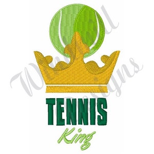 Tennis King - Conception de broderie à la machine, Dessins de broderie, Broderie à la machine, Motifs de broderie, Fichiers de broderie, Téléchargement instantané