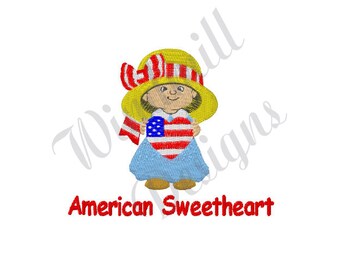 American Sweetheart Girl - Machine Embroidery Design