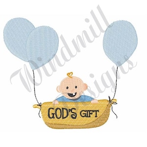 Gods Gift Baby Boy - Machine Embroidery Design, Embroidery Designs, Embroidery Patterns, Embroidery Files, Instant Download