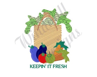 Grocery Bag - Machine Embroidery Design, Embroidery Designs, Machine Embroidery, Embroidery Patterns, Embroidery Files, Instant Download