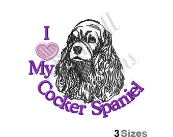 I Love My Cocker Spaniel - Machine Embroidery Design, Embroidery Designs, Machine Embroidery, Embroidery Patterns & Files, Instant Download