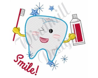 Brush Teeth - Machine Embroidery Design, Embroidery Designs, Machine Embroidery, Embroidery Patterns, Embroidery Files, Instant Download