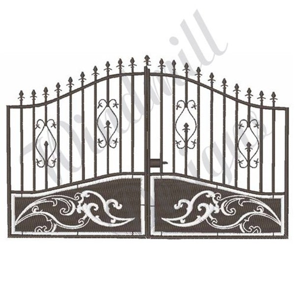 Driveway Gate Wrought Iron Gate Machine Embroidery Design, Embroidery Designs, Machine Embroidery, Embroidery Patterns, Instant Download