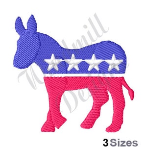 Democrat Donkey - Design de bordado à máquina, desenhos de bordado, bordado à máquina, padrões de bordado, arquivos de bordado, download instantâneo