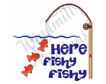 Here Fishy - Machine Embroidery Design, Embroidery Designs, Machine Embroidery, Embroidery Patterns, Embroidery Files, Instant Download