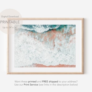 Beach Print, Aerial Beach Wall Art, Aerial Ocean Wall Decor, Ocean Waves Print, Coastal Wall Art, Boho Beach Digital Print, Ocean Art Print