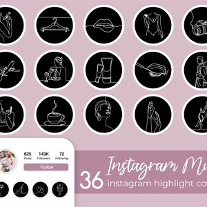 Minimal Line Art Instagram Highlight Covers Hand Drawn Lifestyle Story Highlights Black White Boho Minimalist IG Stories Icons Story Covers