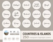 Instagram Story Highlights Covers Line Art Travel Country Names Lifestyle Blogger Icons Minimal Hand Drawn IG Covers Neutral Insta Stories