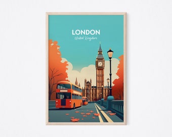 Impression voyage Londres - Royaume-Uni, affiche Londres, impression Big Ben, impression Londres, affiche Big Ben, impression Angleterre, cadeau de mariage, cadeau d'anniversaire