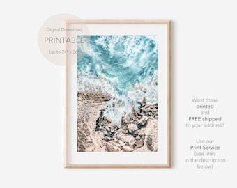 Coastal Printable Wall Art, Aerial Ocean Print, Landscape Poster, Aerial Photography, Extra Large Wall Art, Abstract Art, Home Decor Print