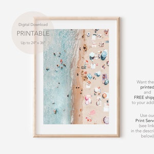 Aerial Beach Wall Art, Beach Print, Aerial People Beach Art, Aerial Beach Wall Decor, Coastal Wall Art, Ocean Print, Boho Beach Print Art
