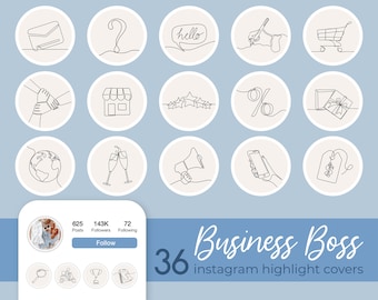 Instagram Story Highlights Icons Business Boss Store Highlight Covers Neutral Hand Drawn Line Art Social Media Icons Online Shop Insta Icons