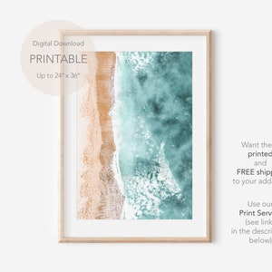 Beach Print, Aerial Beach Photography, Beach Wall Art Poster, Ocean Coastal Home Decor Art, Beach Photography, Coastal Printable Digital Art