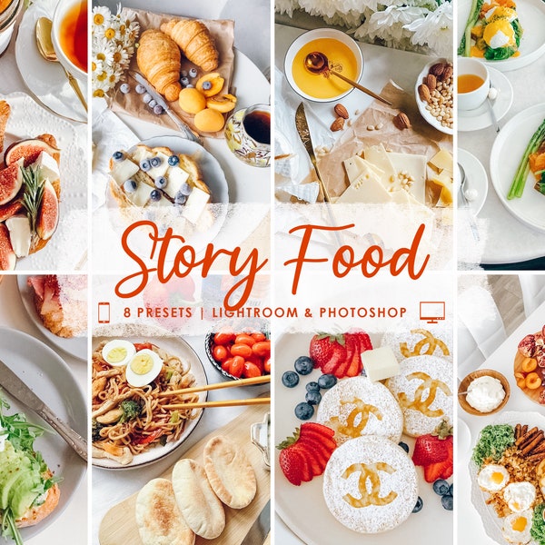 FOOD LIGHTROOM PRESETS, Bright Food Blog Presets, Food Blogger Presets, Lightroom Mobile & Desktop Presets, Clean Instagram Vibrant Presets