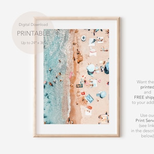 Aerial Beach Print, Aerial Beach Art, Aerial People Beach Photography, Beach Aerial View, Beach Art Print, Coastal Art Print, Ocean Wall Art