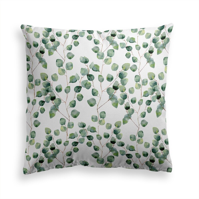 Decorative Throw Pillow EUCALYPTUS VINES Floral Green Pillow Etsy