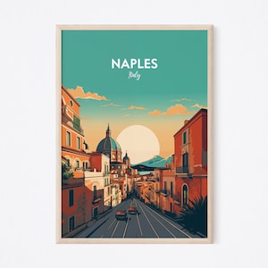 Napoli Italia Print, Naples Italy Illustration, Travel Gifts, Naples Italy Print, Italy Poster, Housewarming Gift, Vintage City Poster