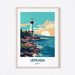 Lefkada Travel Print - Greece, Lefkada Print, Lefkada Poster, Lefkada Lighthouse Print, Lighthouse Poster, Wedding Gift, Birthday Present