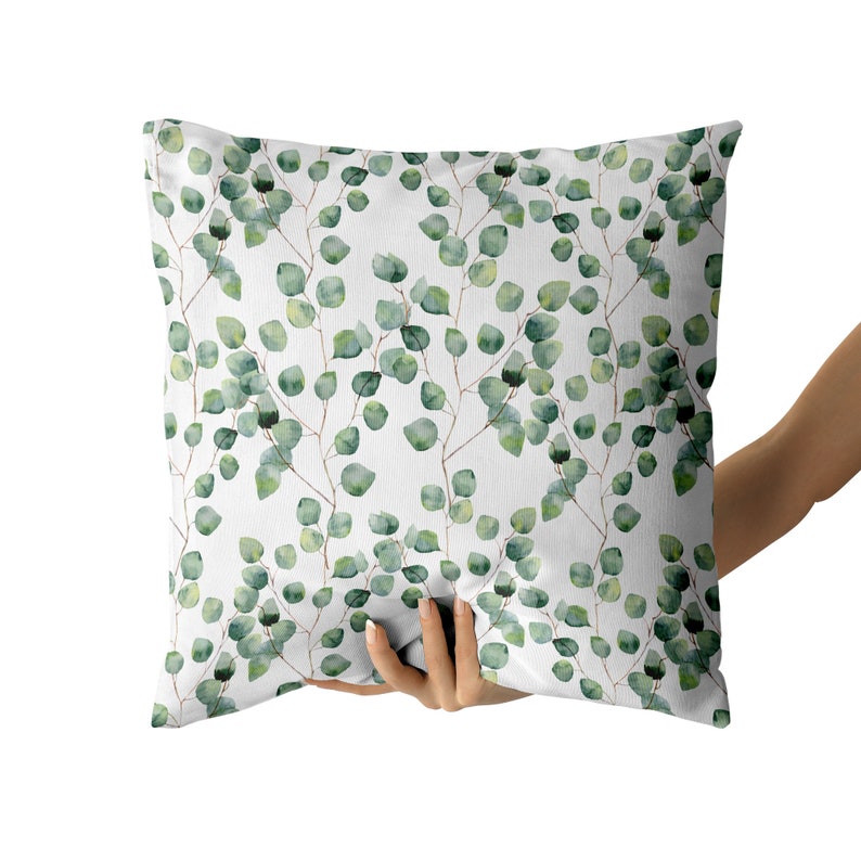 Decorative Throw Pillow EUCALYPTUS VINES Floral Green Pillow Etsy