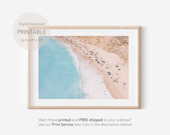 Art mural de plage aérien, impression de parasols, été de plage aérienne, décor mural aérien, art de mur côtier, impression océanique, art numérique Boho Beach