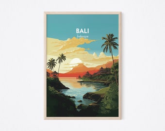 Bali Beach Poster, Bali Beach Print, Bali Indonesia Travel Print, Bali Mountains Poster, Bali Landscape Print, Indonesia Travel Poster, Art