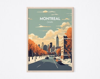 Montreal Canada Travel Print, Montreal Wall Art, Montreal Home Decor, Canada Illustration, Travel Poster Gift for Montreal Canada Home Decor
