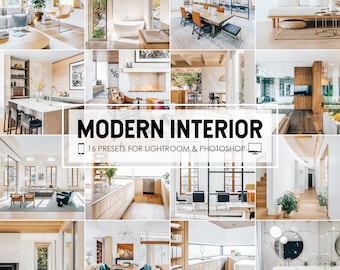 May include: A collage of 16 images showcasing modern interior design styles. The images feature various rooms, including living rooms, kitchens, bathrooms, and bedrooms. The rooms are decorated with a minimalist aesthetic, featuring clean lines, neutral colors, and natural materials. The images are arranged in a grid pattern, with each image showcasing a different aspect of modern interior design.