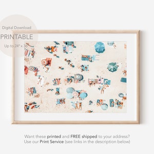 Aerial Beach Print, Beach Print, Aerial Beach People Print, Aerial Beach Wall Decor, Coastal Wall Art, Ocean Print, Boho Beach Digital Print