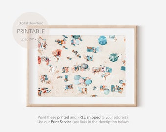 Aerial Beach Print, Beach Print, Aerial Beach People Print, Aerial Beach Wall Decor, Coastal Wall Art, Ocean Print, Boho Beach Digital Print
