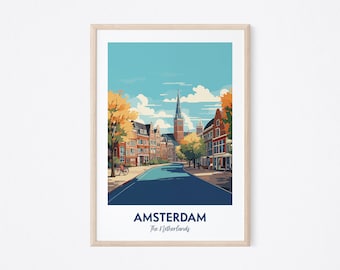 Amsterdam Print, Amsterdam Poster, Netherlands Print, Dutch City Print, Dutch Illustration Print, Vector Travel Print, Housewarming Gift