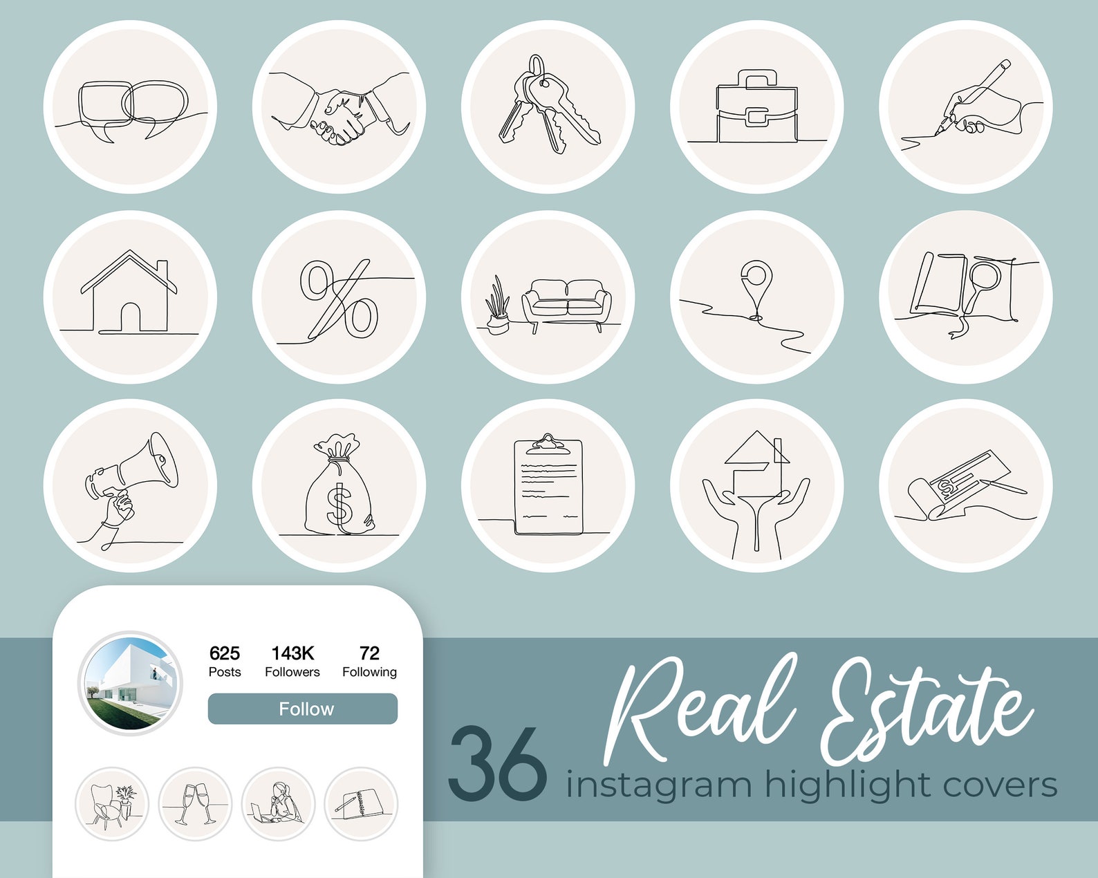 Real Estate Instagram Highlights Covers Realtor Neutral Social Media ...