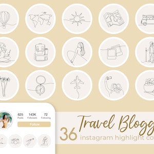 Instagram Story Highlights Covers Travel Blogger Highlight Icons Minimal Lifestyle Line Art Hand Drawn Insta Stories Aesthetic Boho Neutral