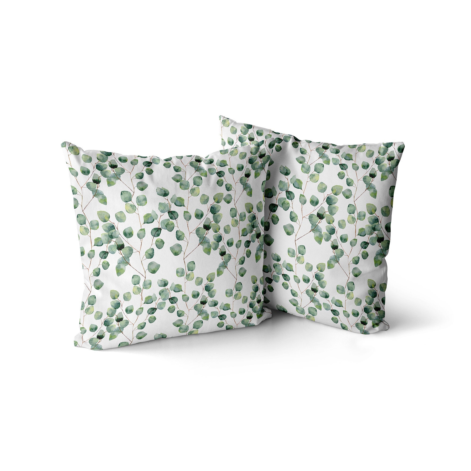 Decorative Throw Pillow EUCALYPTUS VINES Floral Green Pillow Etsy