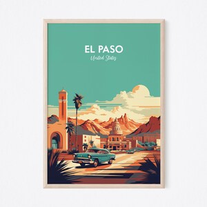 El Paso Print, Texas Print , Retro Print, Retro Poster, USA Poster, El Paso Poster, Texas Poster, El Paso Print Poster, Living Room Wall Art