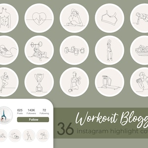 Fitness Instagram Story Highlights Covers Workout Blogger Highlight Icons Gym Instagram Social Media Icons Sports Neutral Minimal Stories