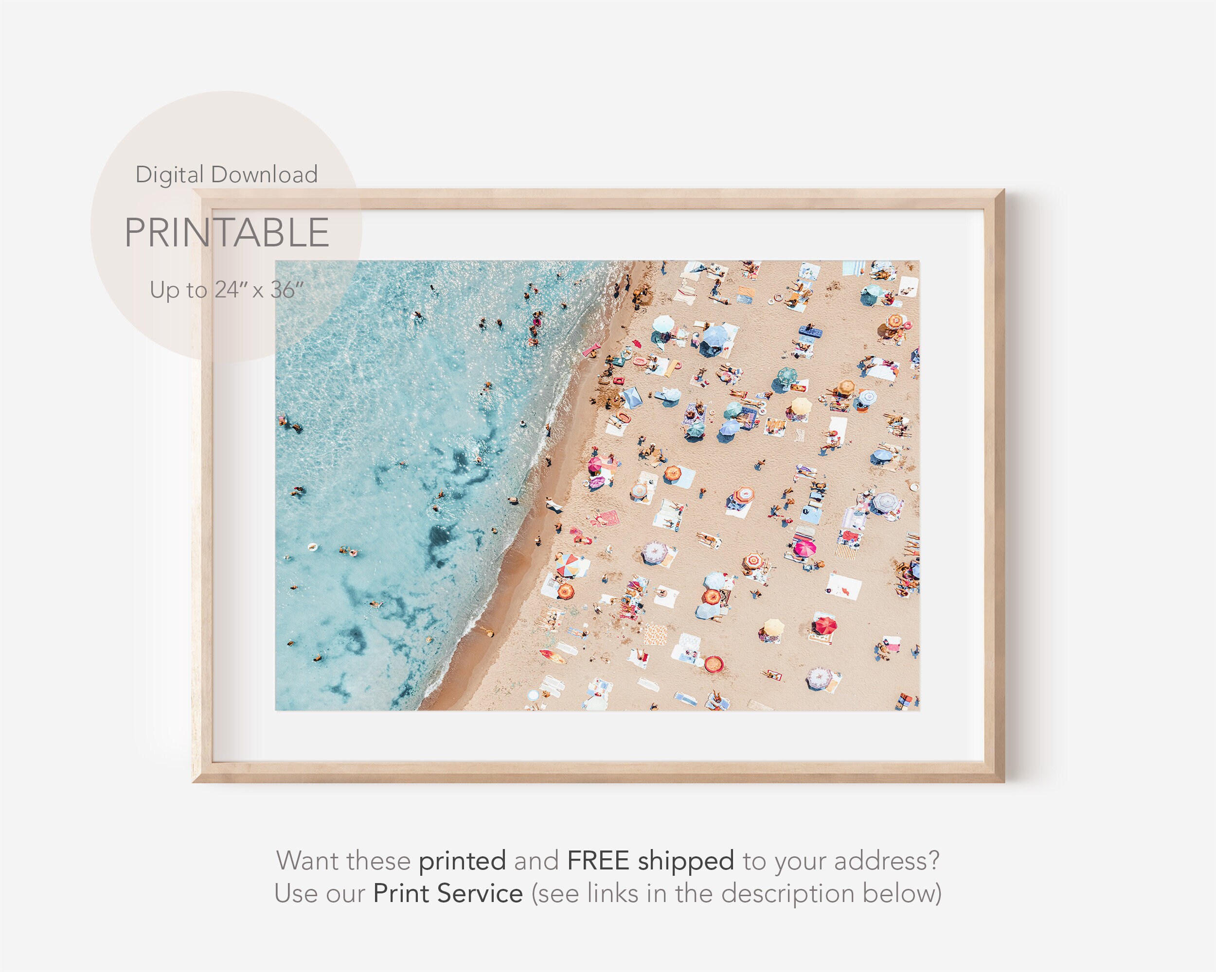 Beach Print, Aerial Beach Wall Art, Aerial Ocean Wall Decor, Aerial Beach People, Coastal Wall Art, Boho Beach Digital Print, Ocean Print