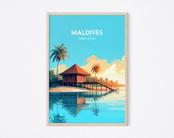 Maldives Art Print - Maldives Print, Beach Print, Maldives Poster, Maldives Art, South Asia Poster, Palm Trees Print, Exotic Island Print