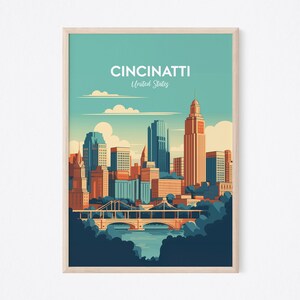 Cincinnati Travel Print, Cincinnati Poster, United States Print, Cincinnati Print, Cincinnati Ohio Print, Wedding Gift, Birthday Present