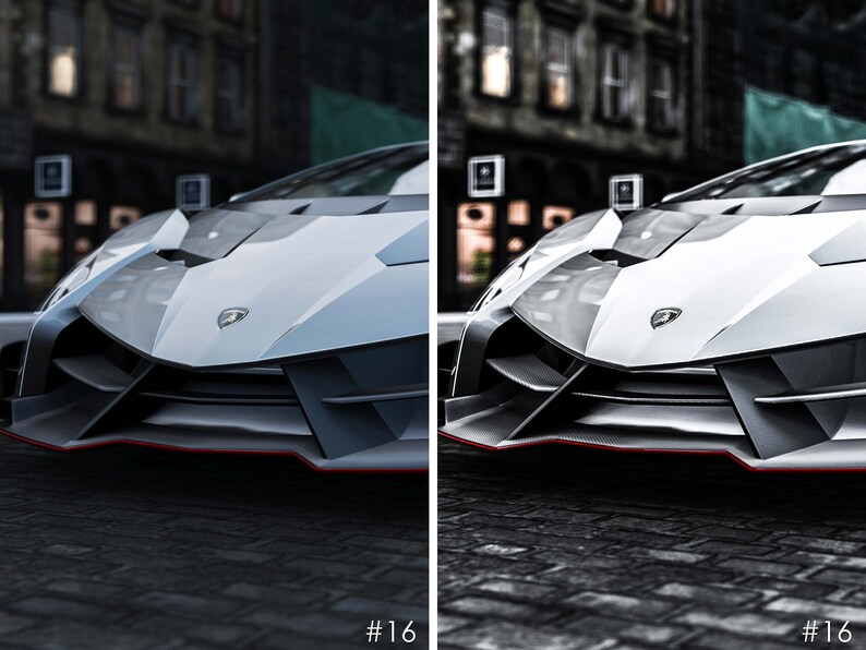 May include: A close-up of the front of a white Lamborghini with a black and gray front bumper and a red stripe along the bottom.