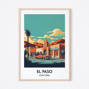 El Paso Print, Texas Print, Retro Art Print, Retro Print, USA Poster, El Paso Poster, Texas Poster, El Paso Print Poster, Living Room Print