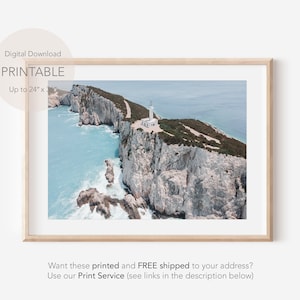 Greece Photography Travel Print, Lefkada Greek Island Aerial Lighthouse Print, Aerial Greece, Scenic Landscape Art Print, Travel Photography