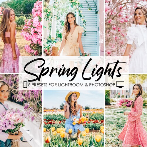 Lightroom Presets - 6 Presets FRÜHLINGSLICHTER - Hochzeits-Presets, Instagram Blogger-Presets, Natürliche Luftige Presets, Helle Frühlings-Presets