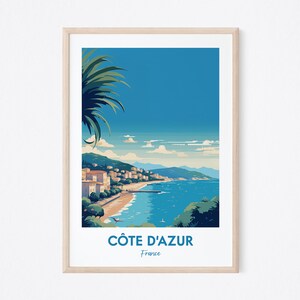 Impresión de viaje de la Costa Azul, cartel de la Riviera francesa, impresión de la ciudad de Francia Niza, cartel de Francia, impresión de viajes de verano, regalo de cumpleaños, regalo de boda