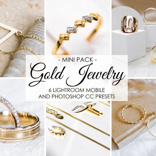 JEWELRY LIGHTROOM PRESETS, Yellow Gold Jewelry Presets, Jewelry Photo Editing Presets, Jewellery Presets, Product Lightroom Mobile Presets