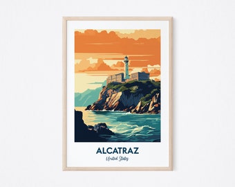 Alcatraz Travel Poster, Alcatraz Print, Alcatraz Island Poster Design, Alcatraz Wall Art, Illustration Print, Vector Travel Print, USA Gift