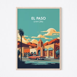 El Paso Print, Texas Print , Retro Art Print, Retro Print, USA Poster, El Paso Poster, Texas Poster, El Paso Print Poster, Living Room Print