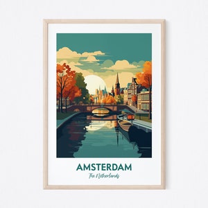 Amsterdam Poster, Amsterdam Print, Amsterdam Art, Travel Print, Netherlands Print, Dutch Illustration Print, City Print, Home Wall Decor
