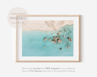 Beach Art Print, Aerial Beach Framed Wall Art, Beach Wall Art Poster, Ocean Coastal Home Art, Beach Photography, Coastal Print Digital Art