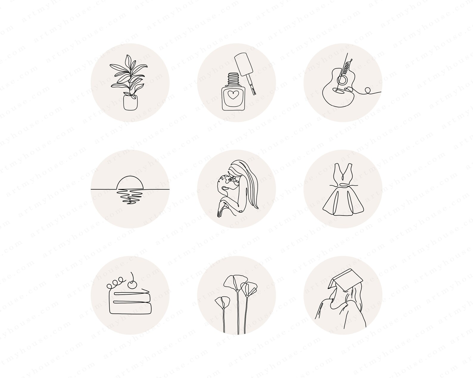 Instagram Highlights Covers Boho Line Art Social Media Icons - Etsy