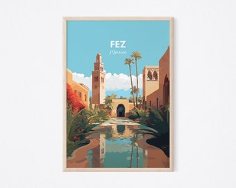 Fez Travel Poster - Morocco Print, Marrakech Poster, Morocco Wall Art Print, Art Poster Print, Morocco Architecture Wall Art Poster Print